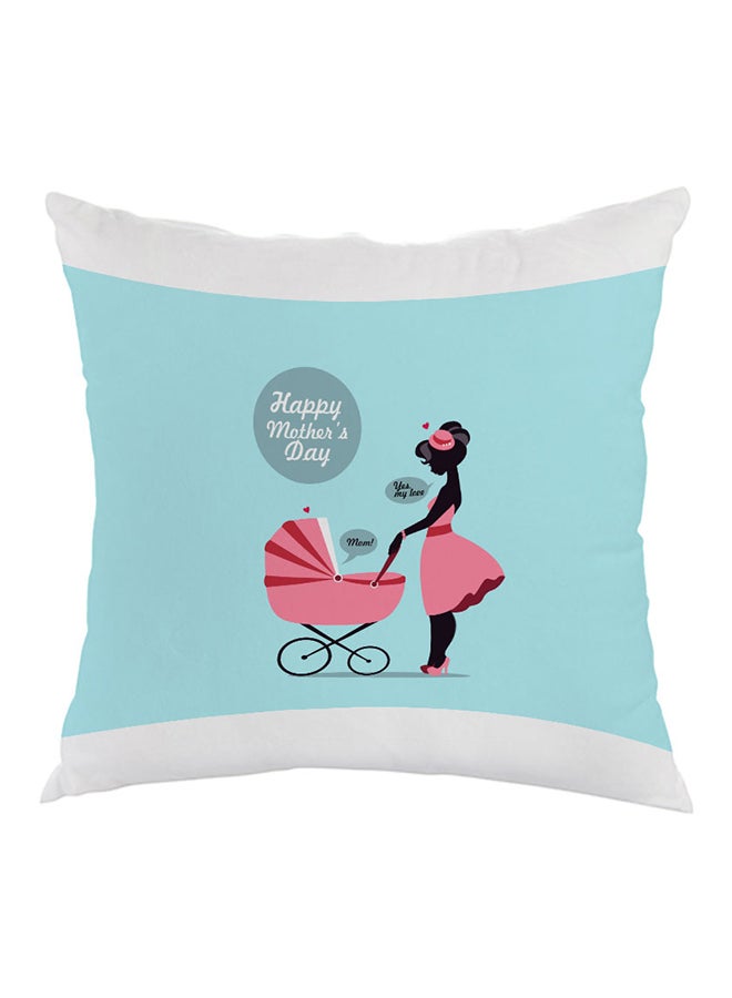 Happy Mother's Day Printed Throw Pillow Blue/Pink/White 40 x 40cm