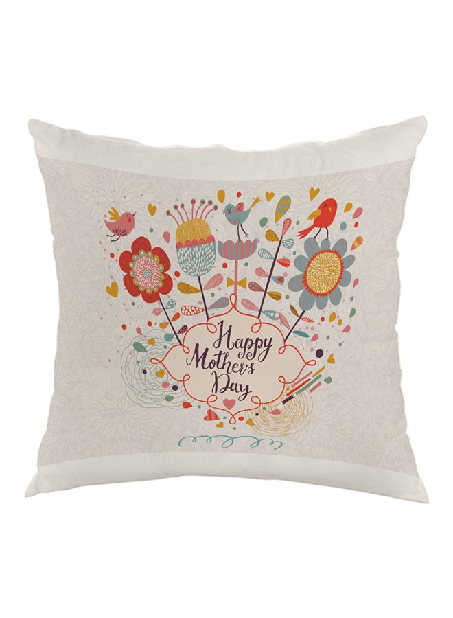 Decalac Happy Mother's Day Printed Pillow White/Grey/Red 40 x 40cm