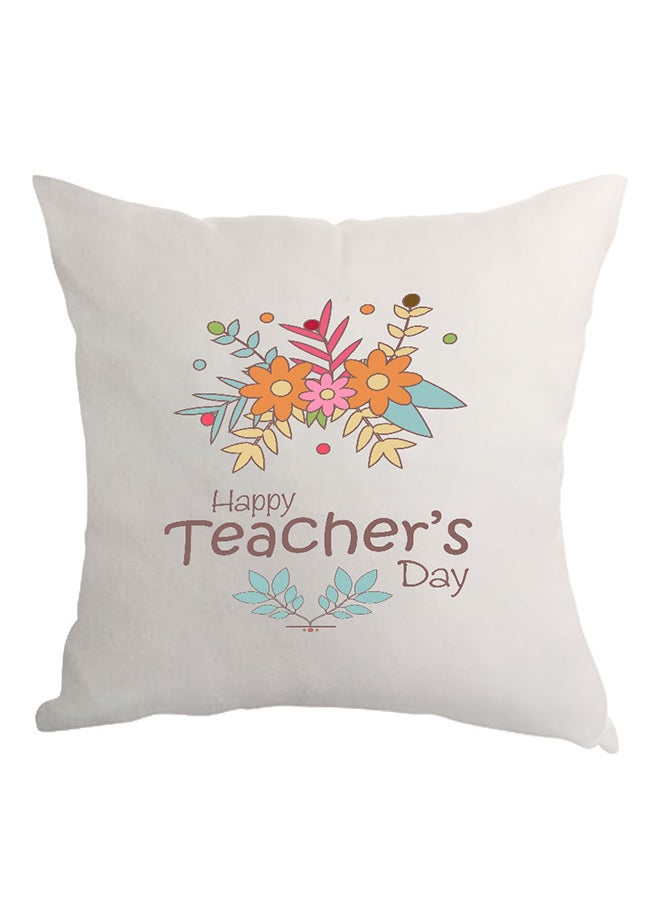 Decalac Happy Teacher's Day Printed Pillow White/Blue/Orange 40 x 40cm