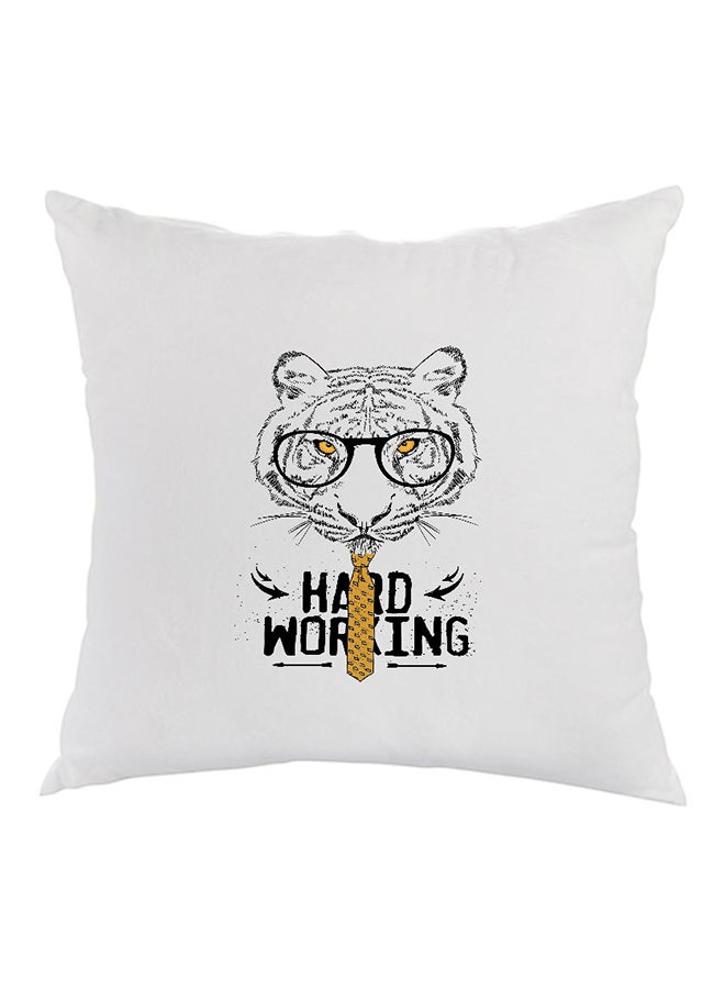 وسادة مطبوع عليها هارد وركينج أبيض/أسود/أصفر 40 x 40سم