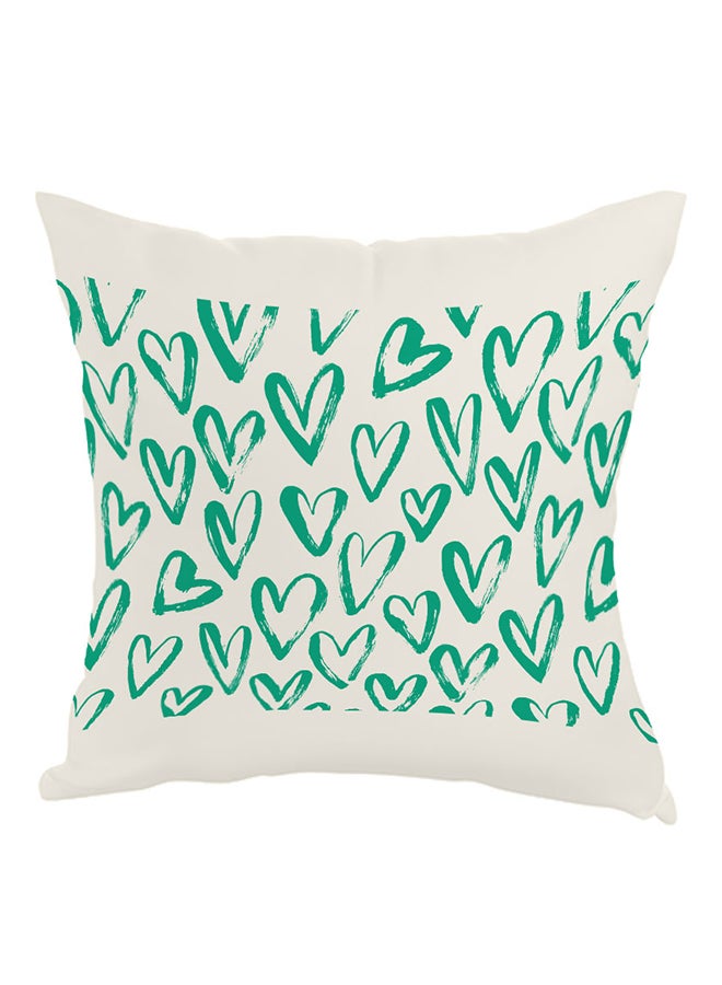 Decalac Hearts Printed Pillow White/Green 40x40cm