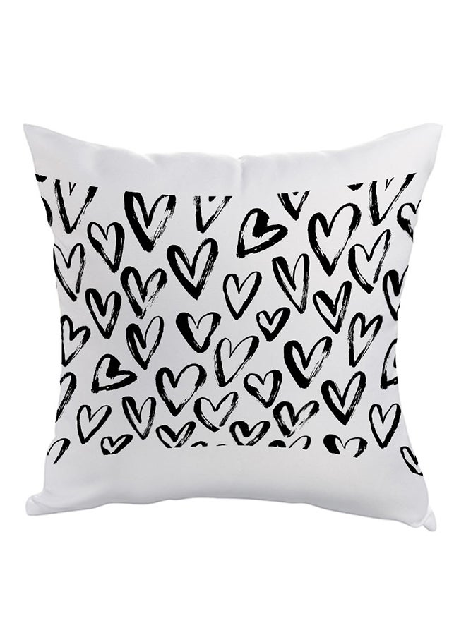 Hearts Printed Pillow Black/White 40x40cm