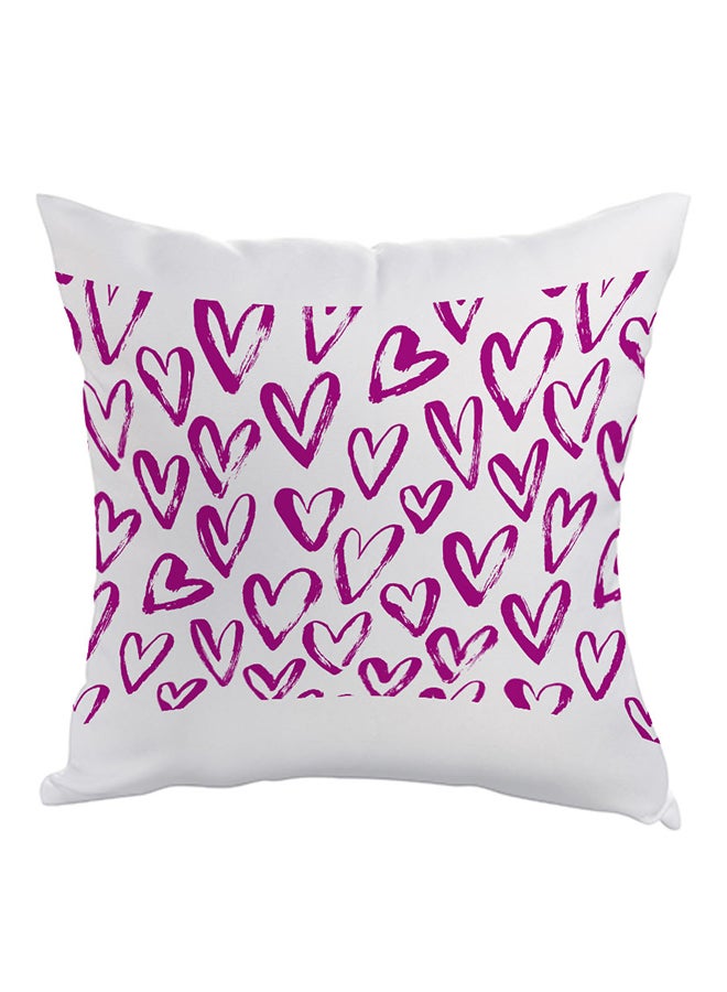 وسادة مطبوع عليها رسمة قلوب بنفسجي/أبيض 40x40سم