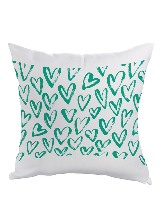 Decalac Hearts Printed Pillow Green/White 40x40cm