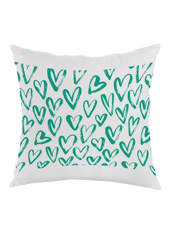 وسادة مطبوع عليها رسمة قلوب أخضر/أبيض 40x40سم