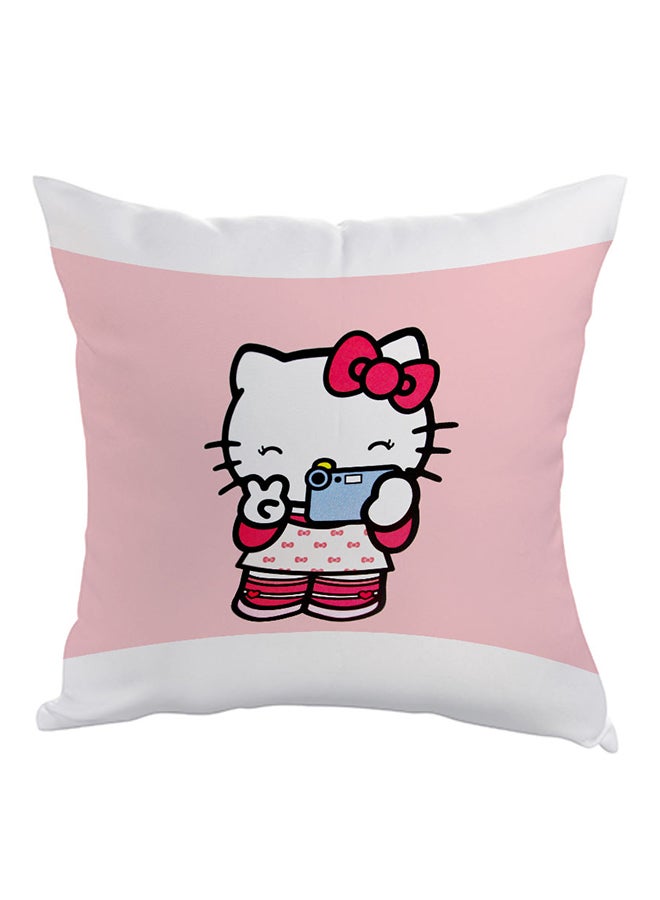 ديكالاك وسادة مطبوع عليها رسمة هالو كيتي وردي/أبيض 40 x 40سم