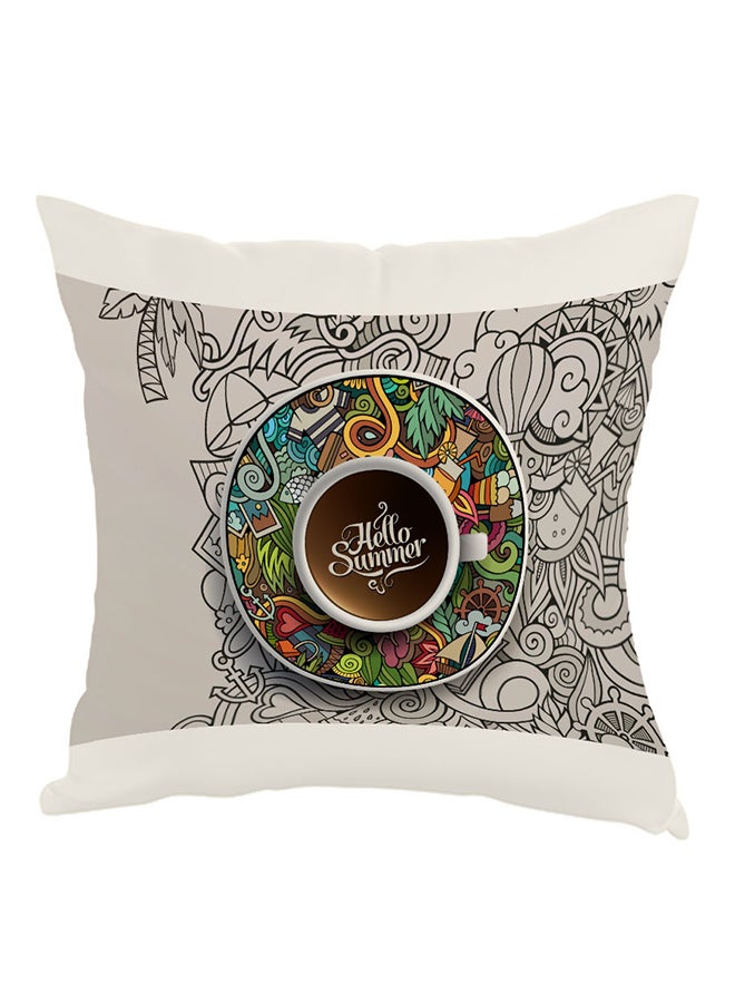 Decalac Hello Summer Printed Pillow White/Brown/Grey 40 x 40cm