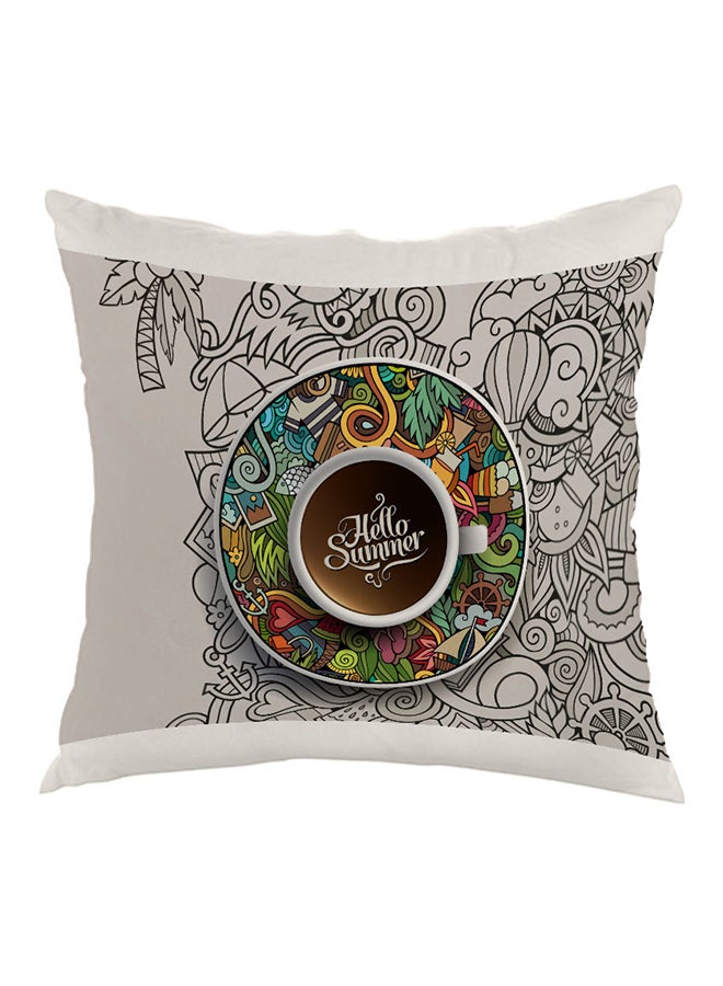 Decalac Hello Summer Printed Pillow White/Brown/Grey 40 x 40cm