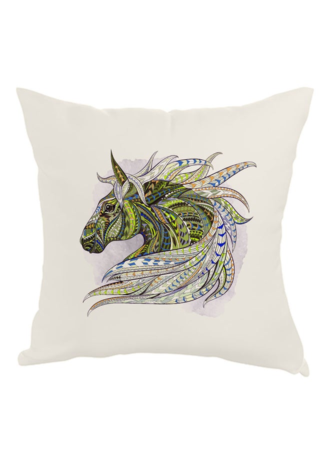 ديكالاك وسادة مطبوع عليها رسمة حصان أبيض/أخضر/أزرق 40x40سم