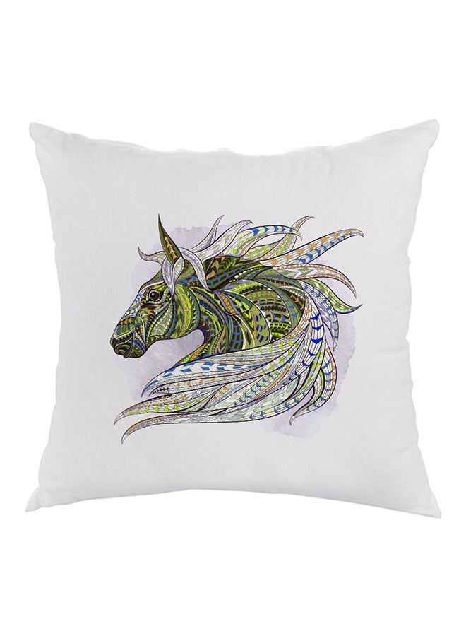 وسادة مطبوع عليها رسمة حصان أبيض/أخضر/أزرق 40x40سم