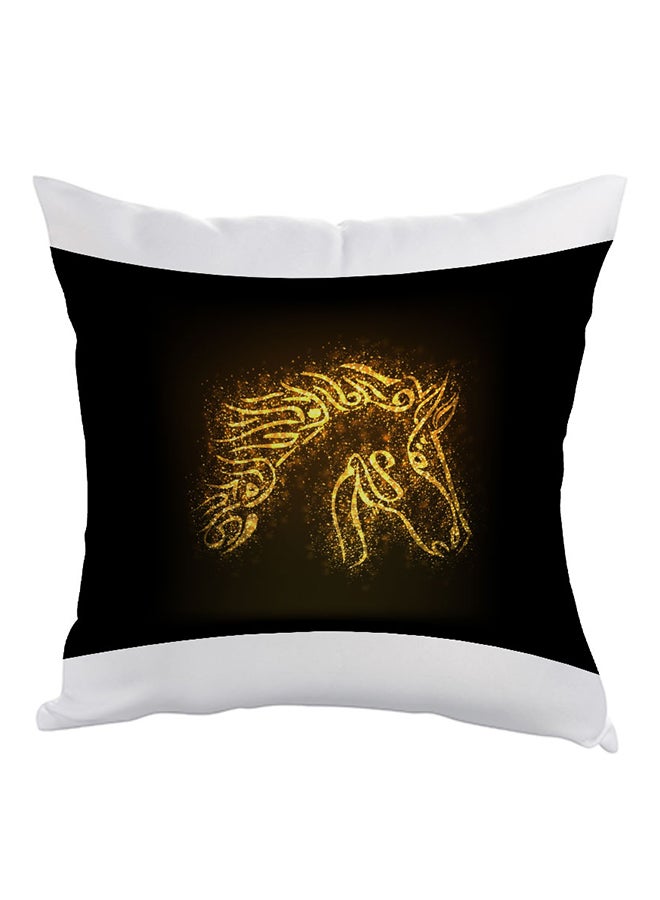 Horse Shape Printed Throw Pillow Black/White/Gold 40x40cm