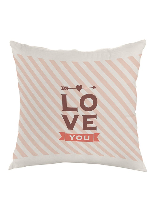 ديكالاك وسادة زينة بنمط يحمل عبارة "I Love You" أبيض / خوخي / بني 40 x 40سم