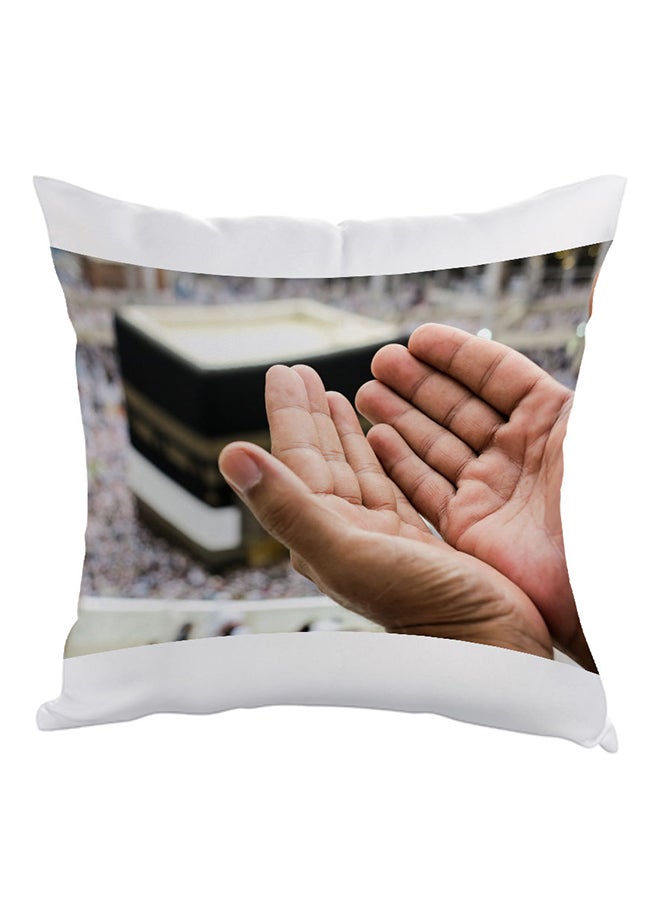 Decalac Islamic Supplication In The Haram Printed Pillow White/Beige/Black 40 x 40centimeter