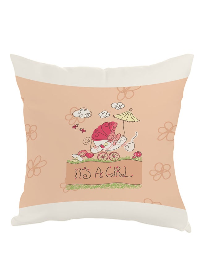 وسادة مطبوع عليها Its A Girl وردي/ أبيض/ أخضر 40 x 40سم
