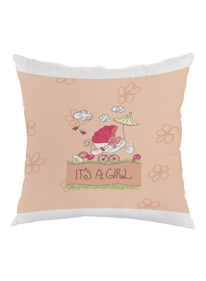 Its A Girl Printed Pillow Peach/White 40 x 40cm