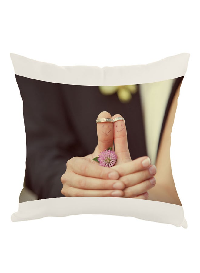 وسادة مطبوعة بعبارة «Joy Of Bride» أبيض/بيج/أسود 40 x 40سم