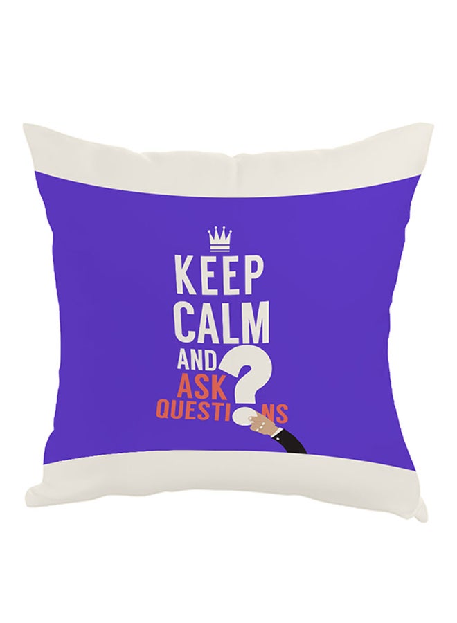 وسادة مطبوع عليها كيب كالم أند أسك كويشن أزرق/أبيض/برتقالي 40 x 40سم