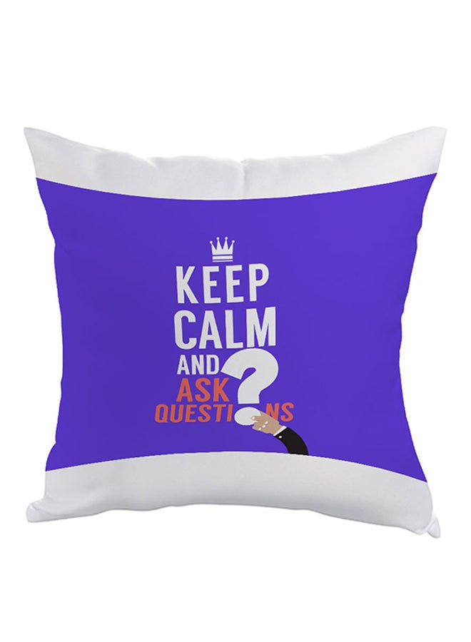 وسادة مطبوع عليها كيب كالم أند أسك كويشن أزرق/أبيض/برتقالي 40 x 40سم