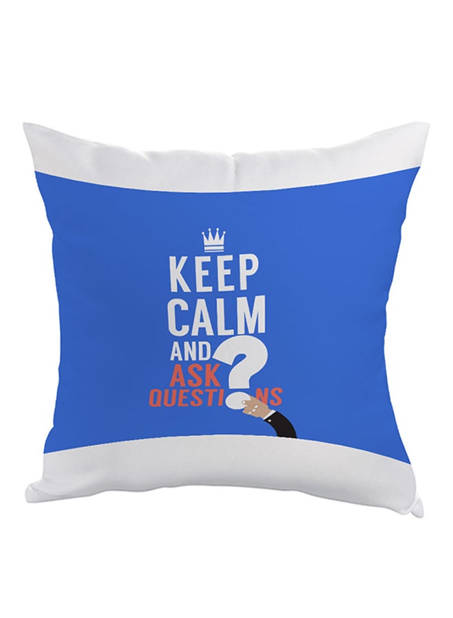 وسادة مطبوع عليها كيب كالم أند أسك كويشن أزرق/أبيض/برتقالي 40 x 40سم