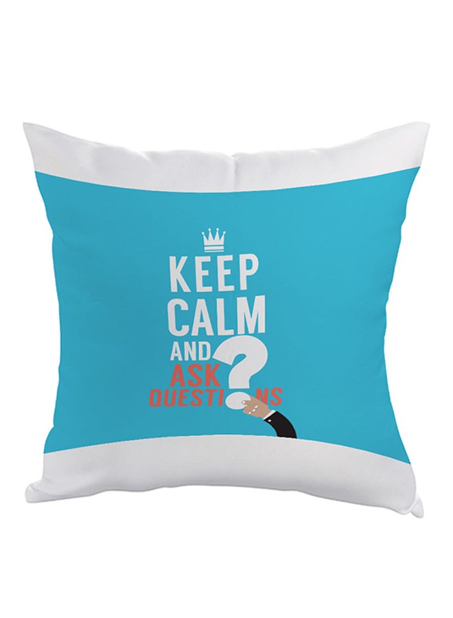 وسادة مطبوع عليها كيب كالم أند أسك كويشن أزرق/ أبيض 40x40سم