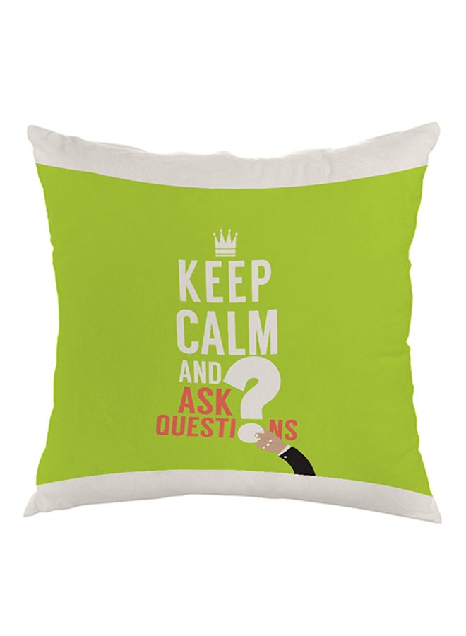ديكالاك وسادة مطبوع عليها كيب كالم أند أسك كويشن أخضر/أبيض 40 x 40سم