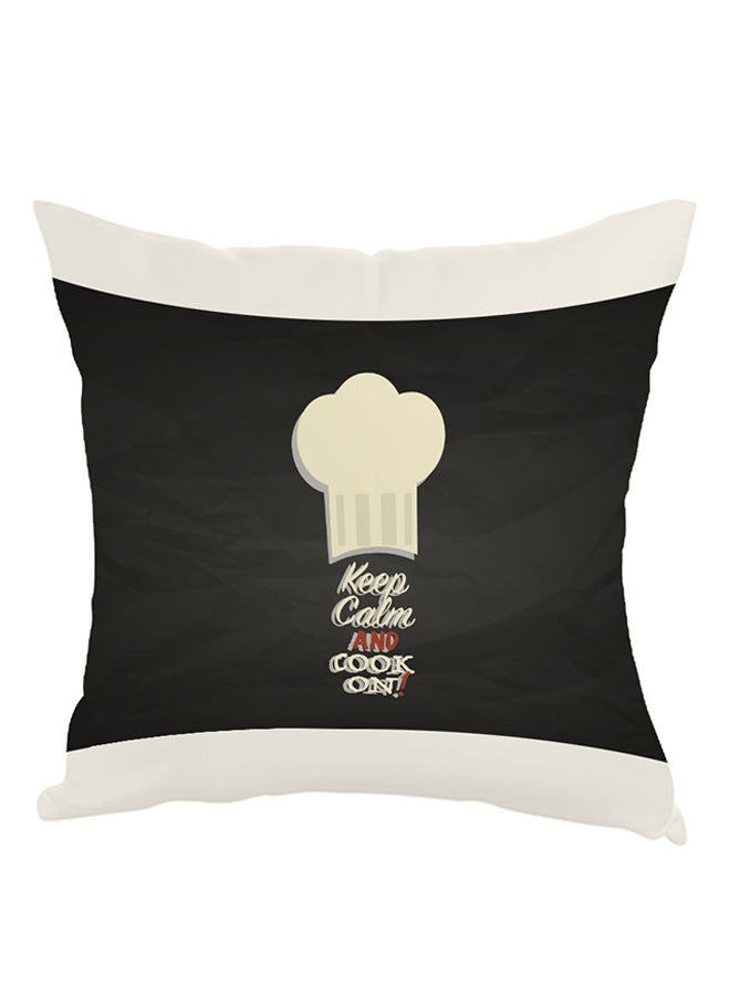Keep Calm And Cook On Printed Pillow Black/White 40 x 40cm