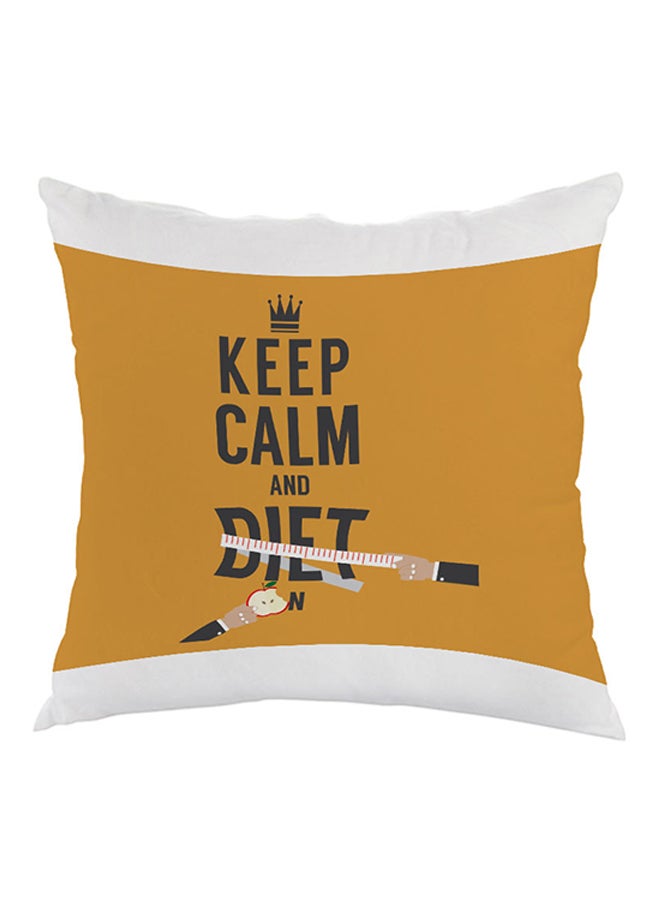 Decalac Keep Calm And Diet Printed Pillow Yellow/White 40 x 40cm