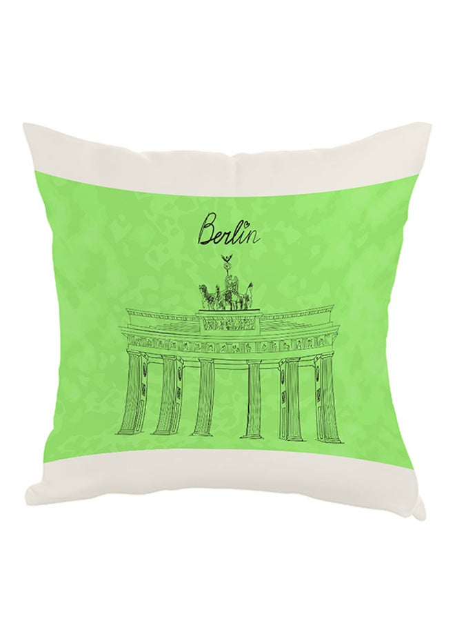 ديكالاك وسادة نوم بطبعة كلمة "Museum في برلين". أخضر / أبيض / أسود 40 x 40سم