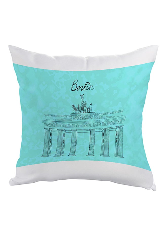 Landmark Berlin Museum Printed Pillow Blue/White/Black 40 x 40cm