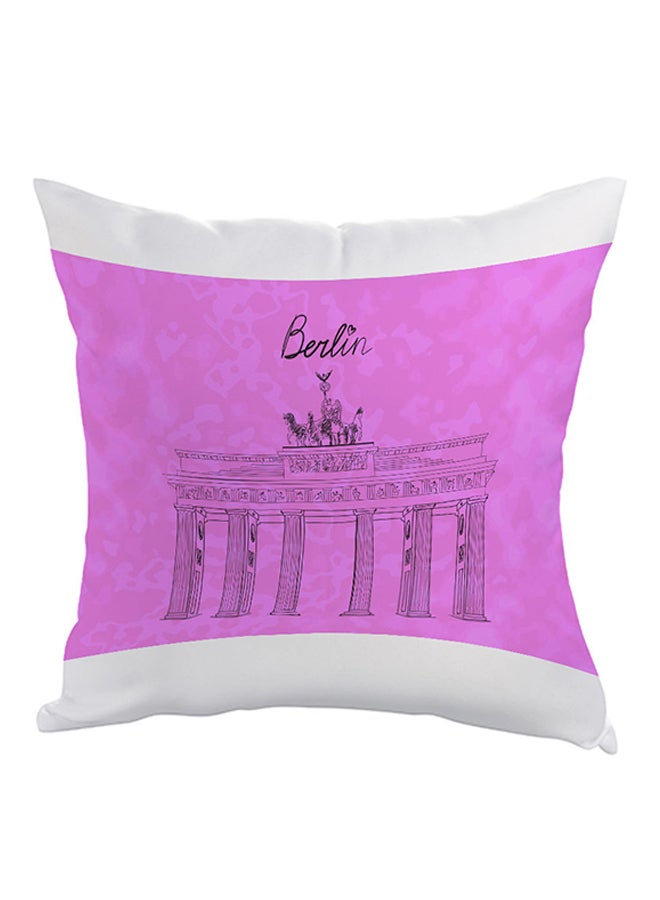 Decalac Landmark Berlin Museum Printed Pillow Pink/White/Black 40 x 40cm