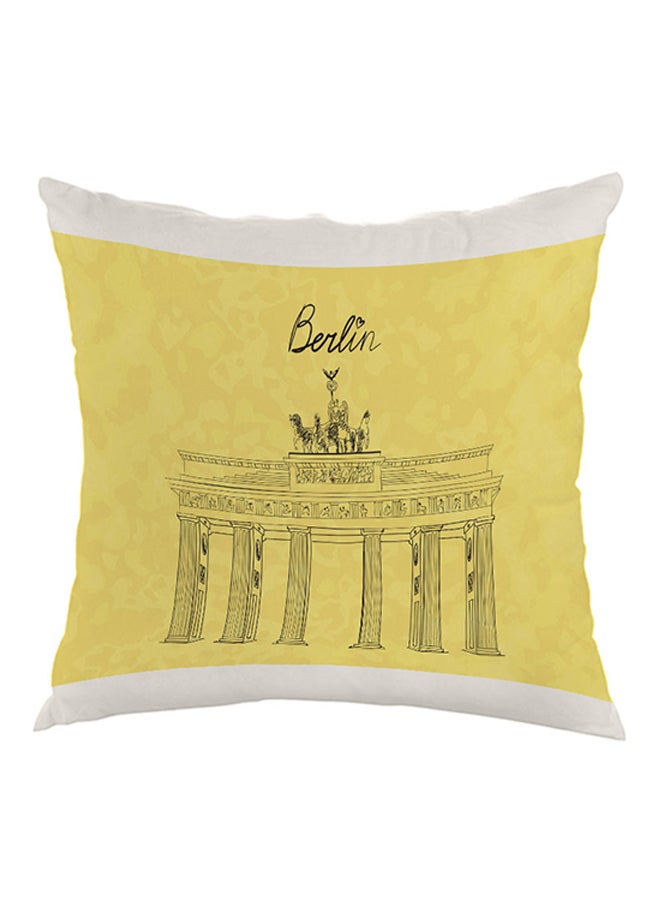 Landmark-Berlin Museum Printed Throw Pillow Yellow/White/Black 40 x 40cm
