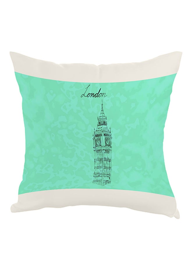 Landmark London Big Ben Clock Printed Pillow Green/White/Black 40 x 40cm
