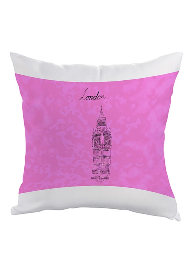 وسادة مطبوعة - معلم ساعة بيغ بن وردي / أسود/ أبيض 40 x 40سم