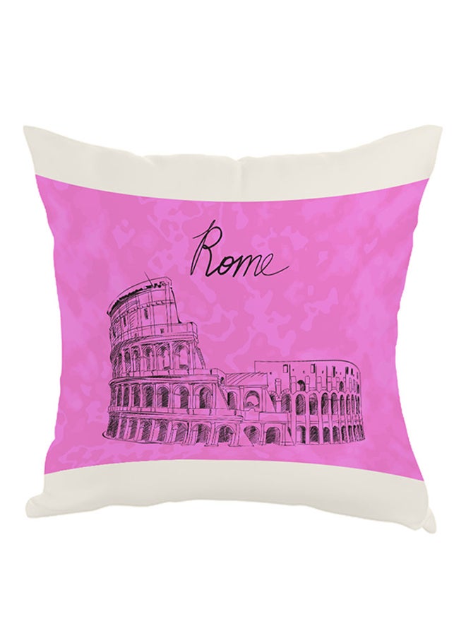 Landmark Rome Colosseum Printed Pillow White/Pink/Black 40 x 40cm