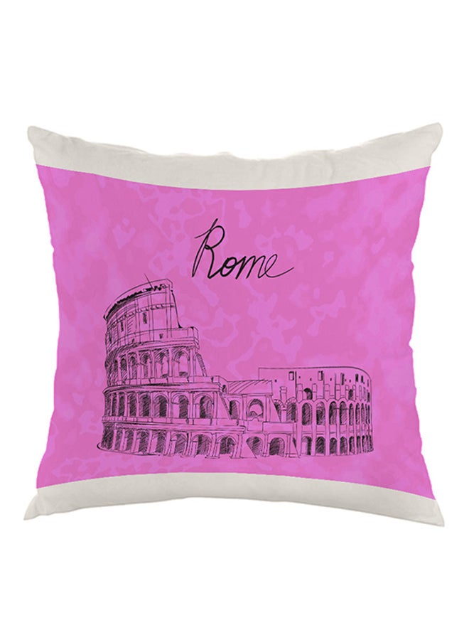 وسادة مطبوعة - معلم مدرج الكولوسيوم في روما أبيض/وردي/أسود 40 x 40سم