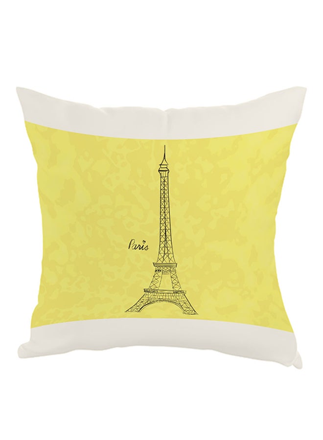 وسادة زينة بطبعة برج إيفيل أصفر/أسود/أبيض 40x40سم
