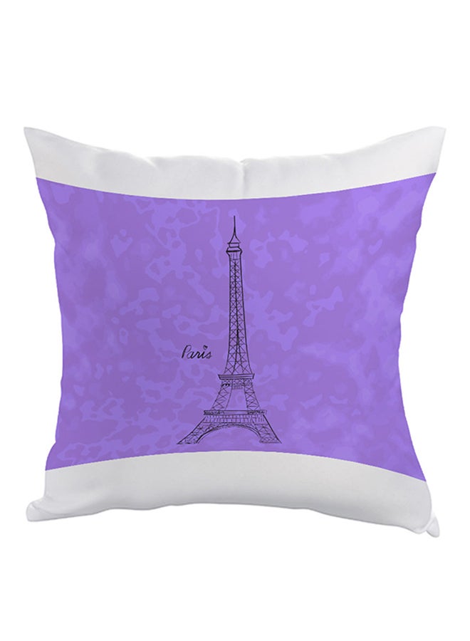 Landmark Eiffel Tower Printed Pillow Purple/Black 40x40cm