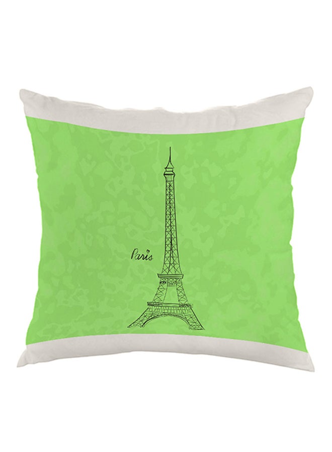 وسادة مطبوعة - معلم برج إيفل أخضر / أبيض / أسود 40 x 40سم
