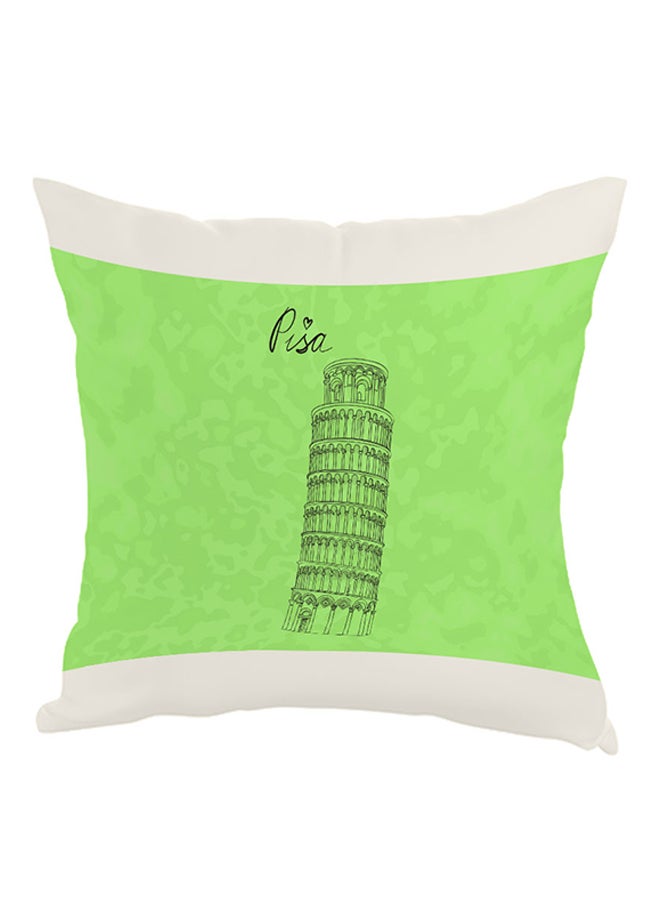Landmark Leaning Tower Of Pisa Printed Pillow Green/White/Black 40 x 40cm