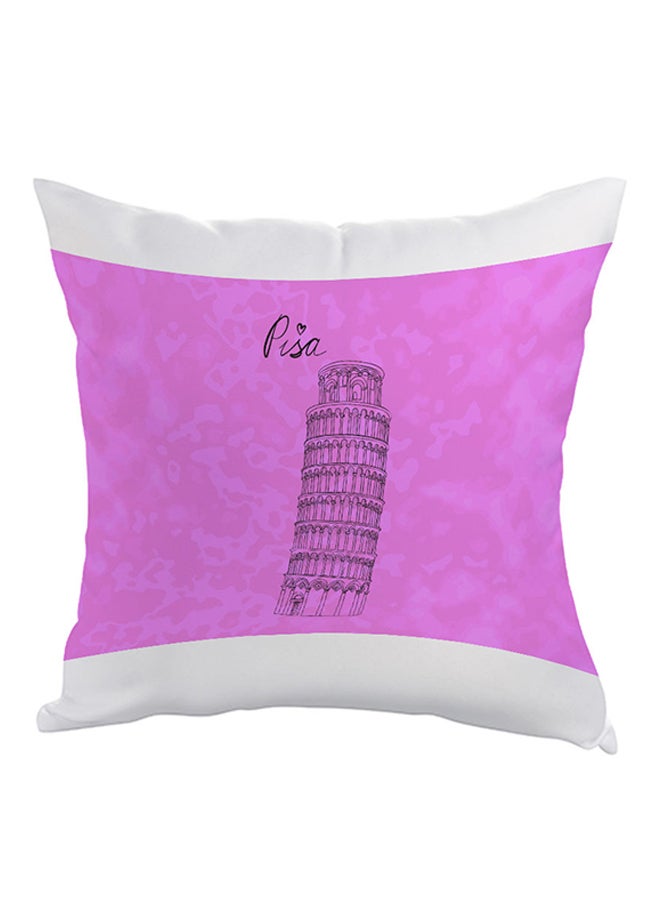 ديكالاك وسادة مطبوعة - معلم برج بيزا المائل وردي / أسود/ أبيض 40 x 40سم