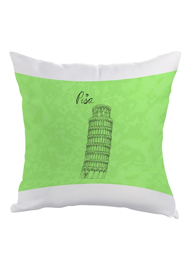 Decalac Landmark Leaning Tower Of Pisa Printed Pillow Green/White 40x40cm