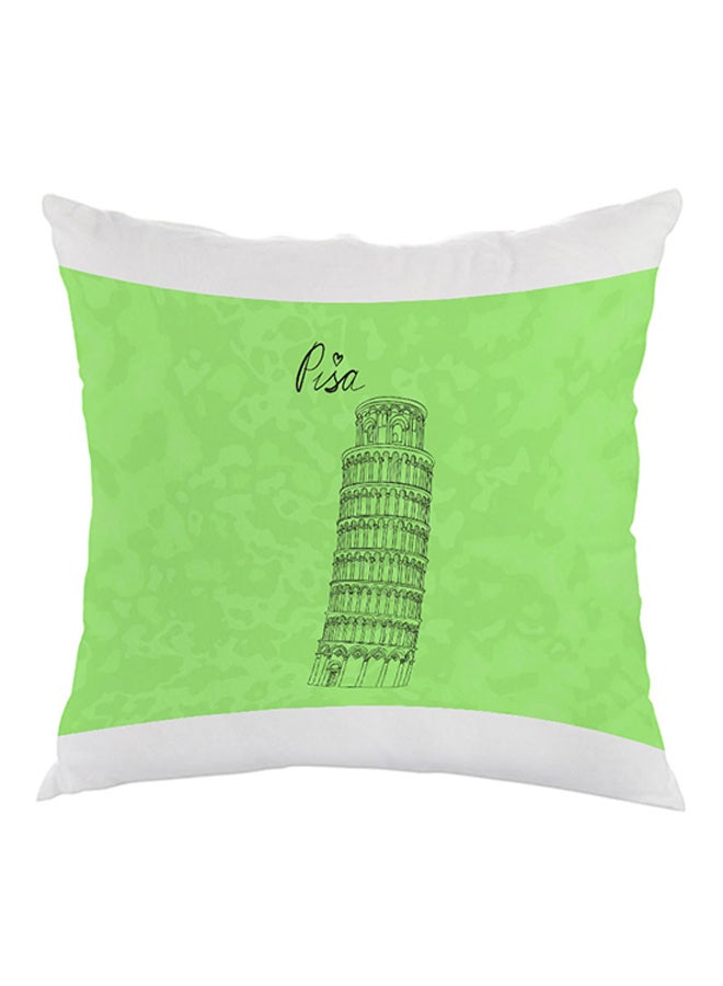 Decalac Landmark Leaning Tower Of Pisa Printed Pillow White/Green/Black 40 x 40cm