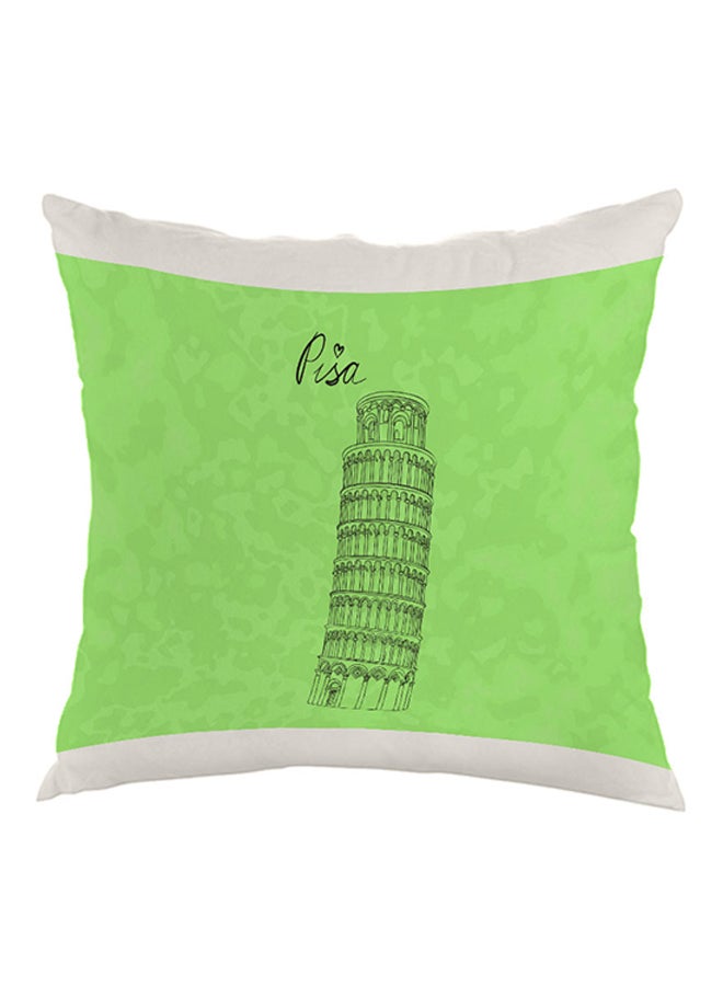 Decalac Landmark Leaning Tower Of Pisa Printed Pillow White/Green/Black 40 x 40cm