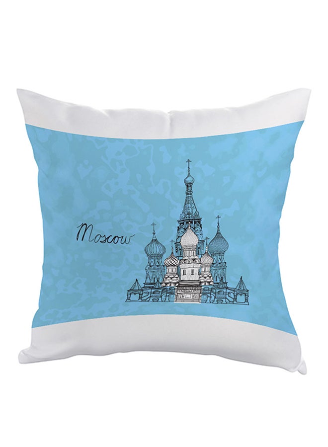 Landmark Moscow Printed Pillow Blue/White/Black 40 x 40cm