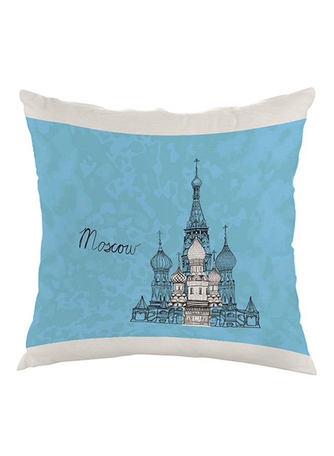 Landmark Moscow Printed Pillow Blue/White/Black 40 x 40cm