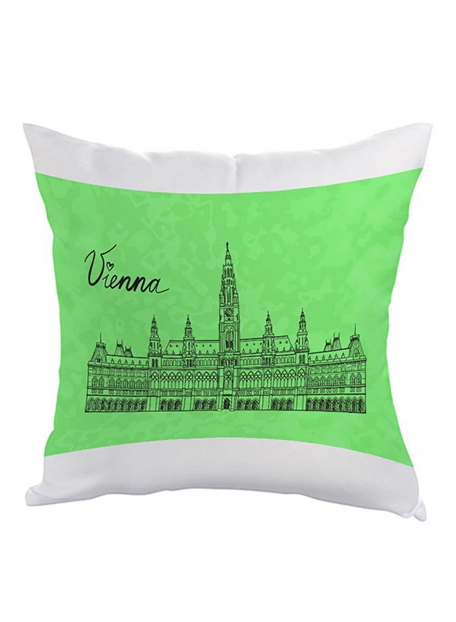 وسادة سرير مطبوعة - معلم فيينا أبيض/ أخضر/ أسود 40 x 40سم