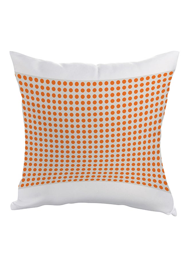 Large And Small Circles Printed Bed Pillow Orange/White 40x40cm