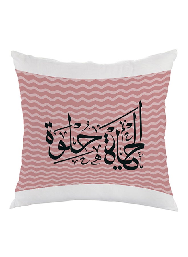 Decalac Life Is Sweet Printed Pillow Pink/White/Black 40x40cm