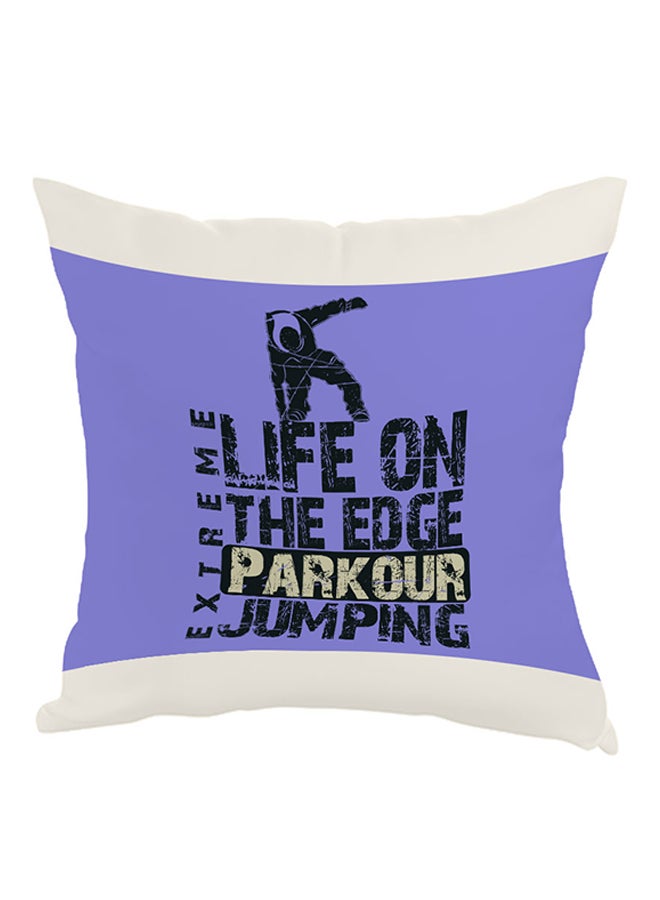Life On The Edge Jumping Printed Pillow White/Blue/Black 40 x 40cm