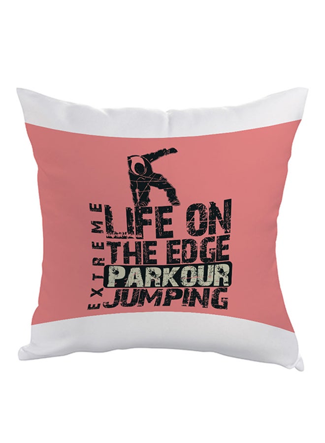 ديكالاك وسادة بطبعة "لايف أون ذا إيدج جامبين" وردي / أبيض / أسود 40 x 40سم